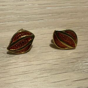 Elegant Gold and Orange Leaf Earrings